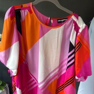Karl Lagerfeld Pink and Orange Geometric Top